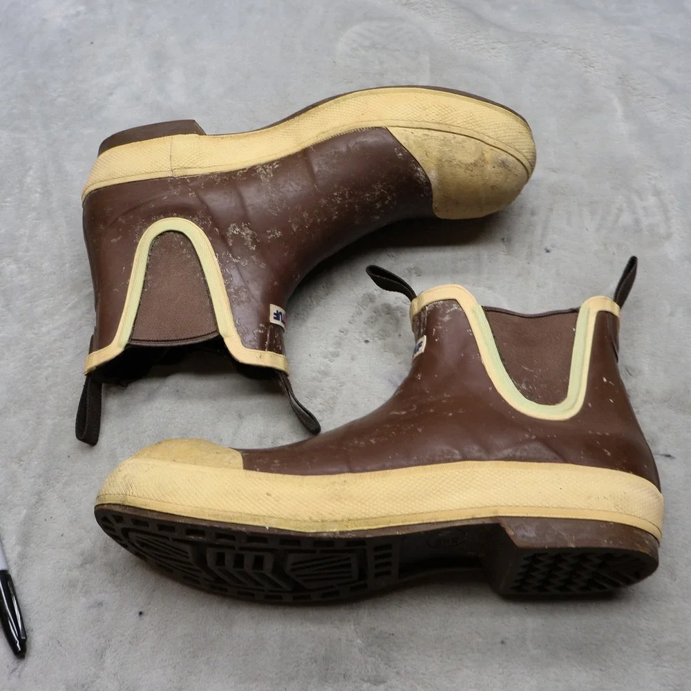 XTRATUF Men 11 Rain Boots Brown Deck Waterproof Slip On Fishing Durable Workwear